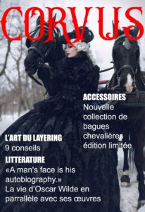 La couverture d'un magazine fictif de mode gothique Victorien, 'Corvus'