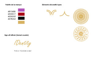 Palette, sign-off et éléments décoratifs d'ID