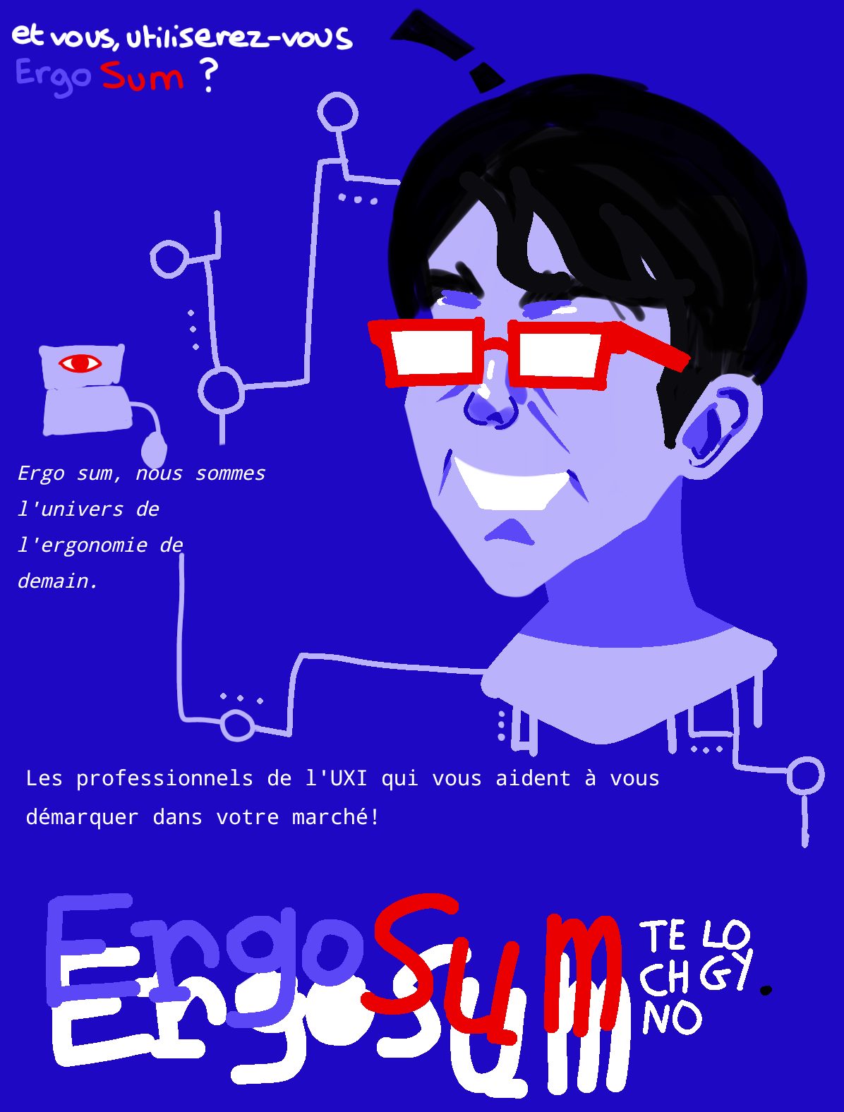 Visuel ErgoSum (dessin digital) Visuel promotionnel pour des cabinets d'ergonomie fictifs, ErgoSum